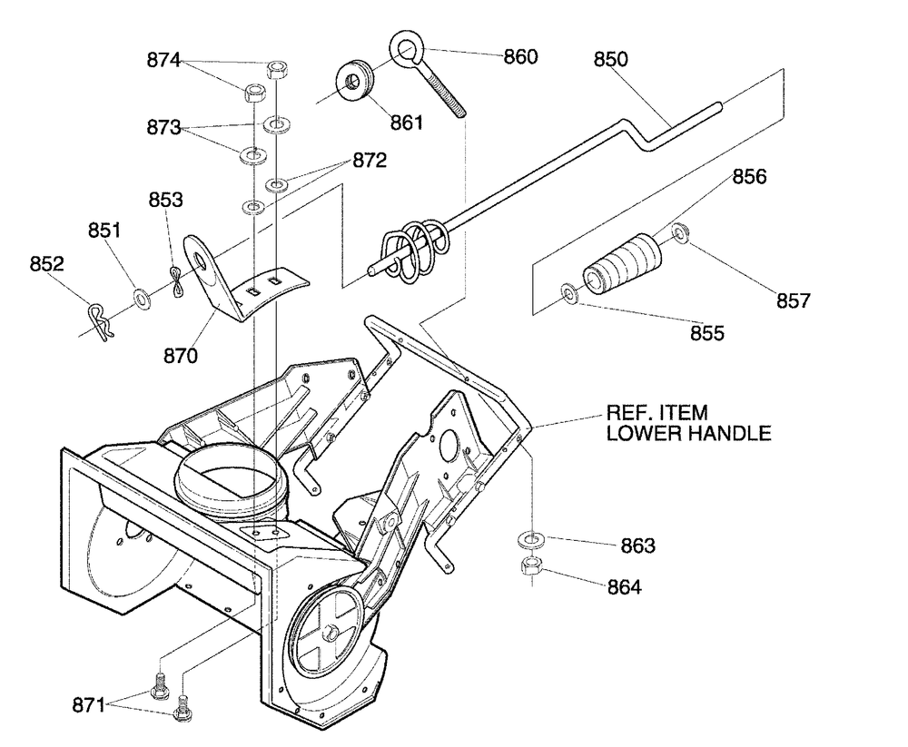 Chute Rod Assembly Diagram and Parts List for 620301X4D 2001 Briggs and Stratton Snow Blower
